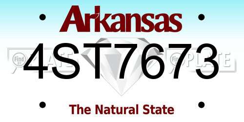 4ST7673 Arkansas License Plate