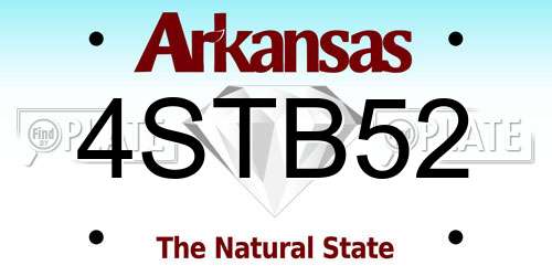 4STB52 Arkansas License Plate
