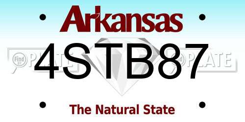 4STB87 Arkansas License Plate