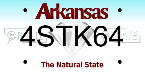 4STK64 Arkansas License Plate
