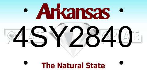 4SY2840 Arkansas License Plate