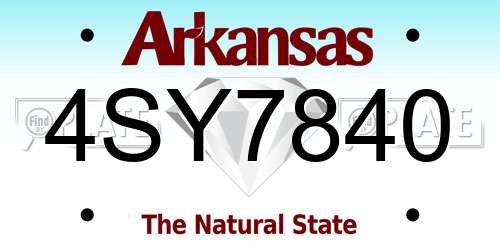 4SY7840 Arkansas License Plate