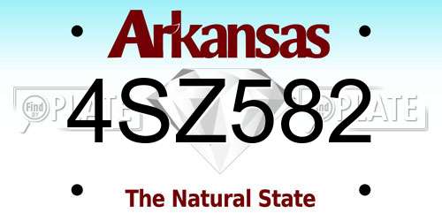 4SZ582 Arkansas License Plate