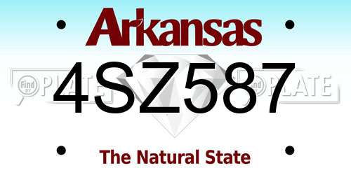 4SZ587 Arkansas License Plate