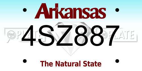 4SZ887 Arkansas License Plate