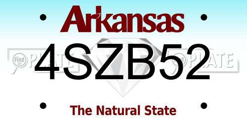 4SZB52 Arkansas License Plate