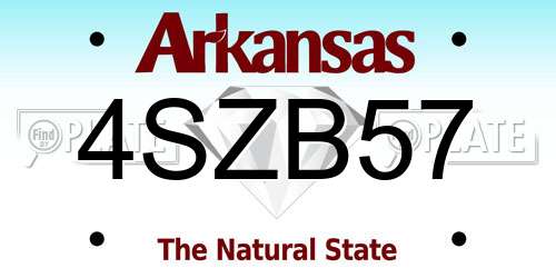 4SZB57 Arkansas License Plate