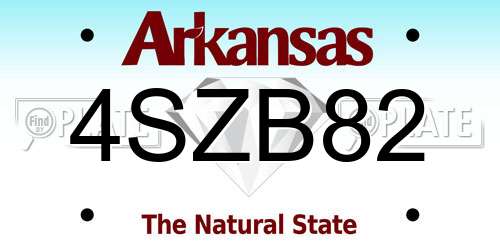 4SZB82 Arkansas License Plate