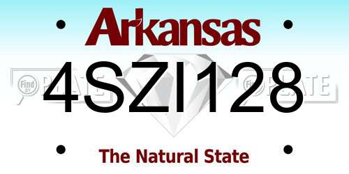 4SZI128 Arkansas License Plate