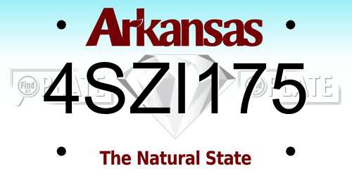 4SZI175 Arkansas License Plate