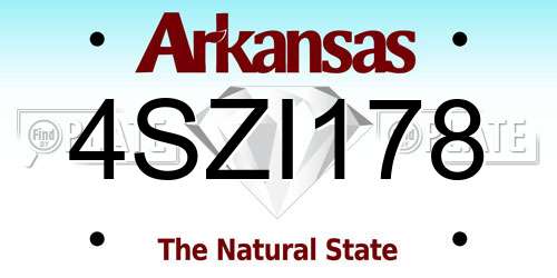 4SZI178 Arkansas License Plate
