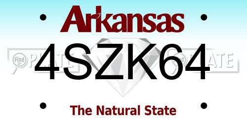 4SZK64 Arkansas License Plate
