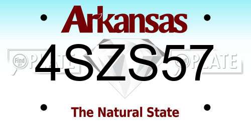 4SZS57 Arkansas License Plate