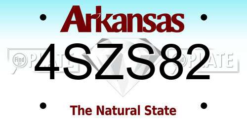 4SZS82 Arkansas License Plate