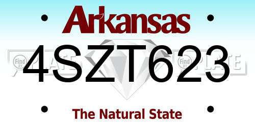 4SZT623 Arkansas License Plate