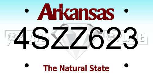 4SZZ623 Arkansas License Plate