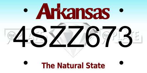4SZZ673 Arkansas License Plate