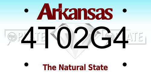 4T02G4 Arkansas License Plate