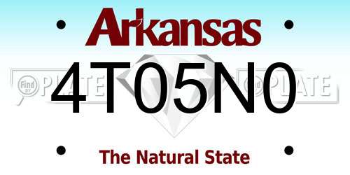 4T05N0 Arkansas License Plate