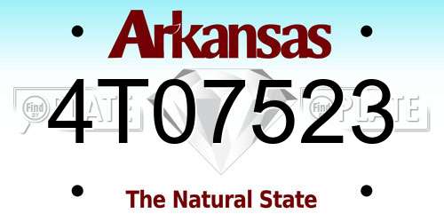 4T07523 Arkansas License Plate