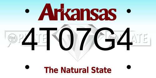 4T07G4 Arkansas License Plate