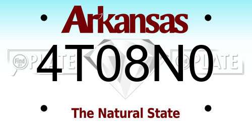 4T08N0 Arkansas License Plate