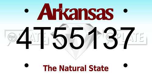 4T55137 Arkansas License Plate