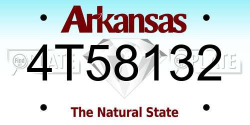4T58132 Arkansas License Plate