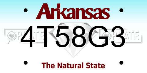 4T58G3 Arkansas License Plate