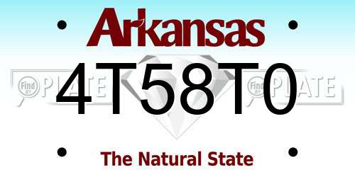 4T58T0 Arkansas License Plate