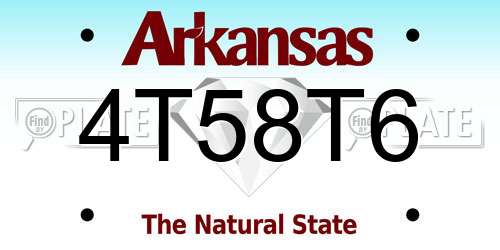 4T58T6 Arkansas License Plate