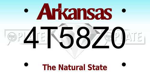 4T58Z0 Arkansas License Plate