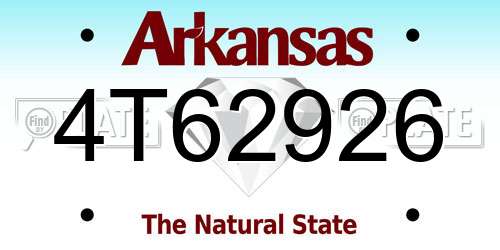 4T62926 Arkansas License Plate