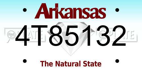 4T85132 Arkansas License Plate