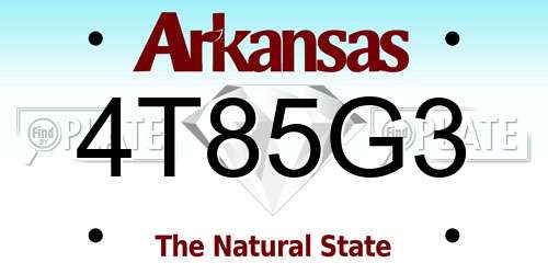 4T85G3 Arkansas License Plate