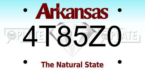 4T85Z0 Arkansas License Plate
