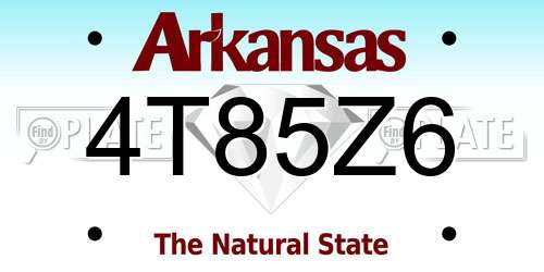 4T85Z6 Arkansas License Plate