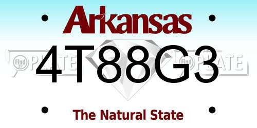 4T88G3 Arkansas License Plate