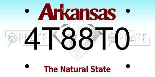 4T88T0 Arkansas License Plate
