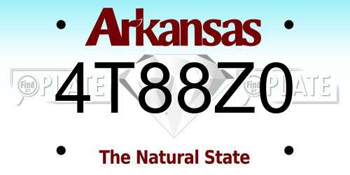 4T88Z0 Arkansas License Plate
