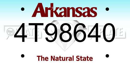 4T98640 Arkansas License Plate