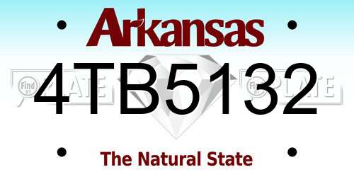 4TB5132 Arkansas License Plate