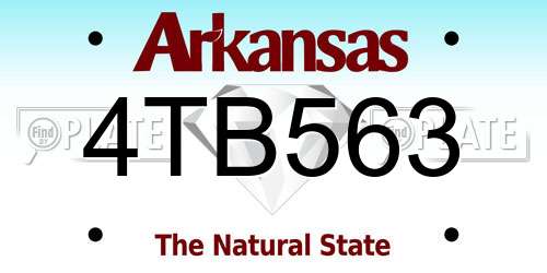 4TB563 Arkansas License Plate