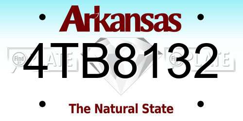 4TB8132 Arkansas License Plate
