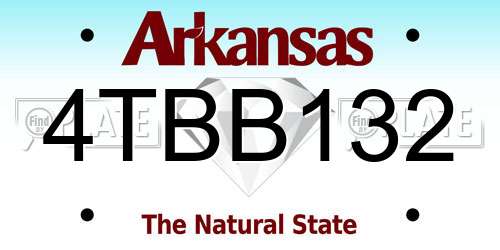 4TBB132 Arkansas License Plate