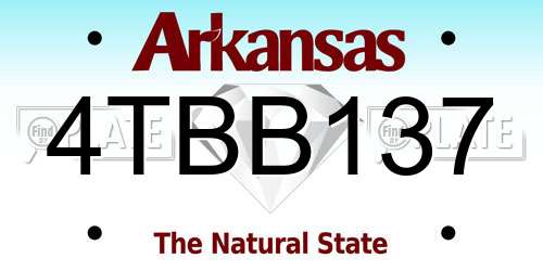 4TBB137 Arkansas License Plate