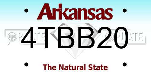 4TBB20 Arkansas License Plate