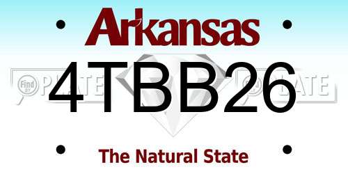 4TBB26 Arkansas License Plate