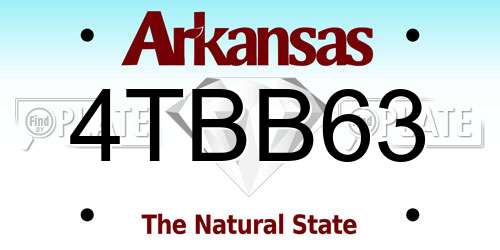 4TBB63 Arkansas License Plate