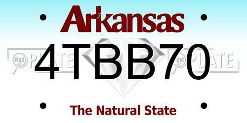 4TBB70 Arkansas License Plate